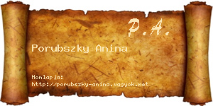 Porubszky Anina névjegykártya