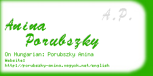 anina porubszky business card